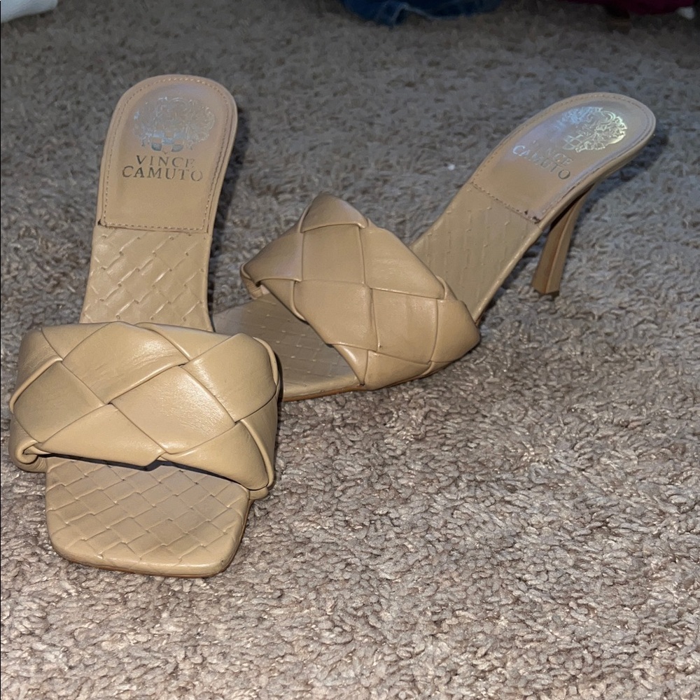 Vince Camuto Tan Woven heel mule Sandals